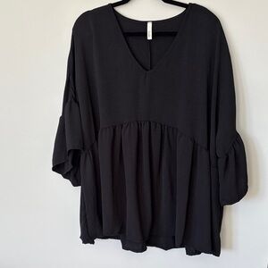 Celeste Black V-Neck Blouse
